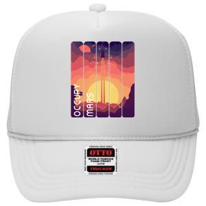 Occupy Mars Elon Musk Spacex Space Landscape Astronaut Planets Stars High Crown Mesh Back Trucker Hat