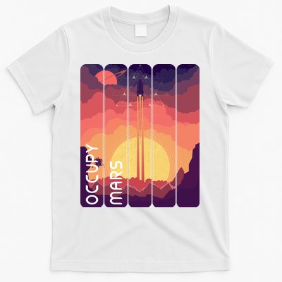 Occupy Mars Elon Musk Spacex Space Landscape Astronaut Planets Stars T-Shirt