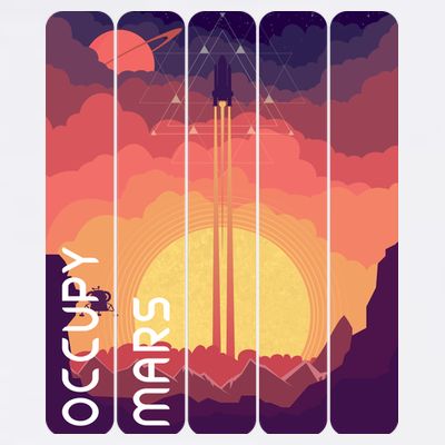 Occupy Mars Elon Musk Spacex Space Landscape Astronaut Planets Stars T-Shirt