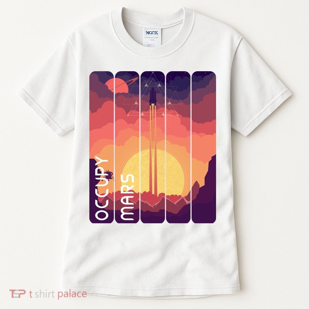 Occupy Mars Elon Musk Spacex Space Landscape Astronaut Planets Stars Tall T-Shirt