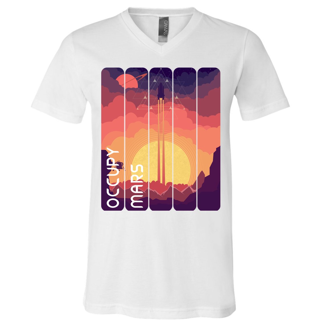 Occupy Mars Elon Musk Spacex Space Landscape Astronaut Planets Stars V-Neck T-Shirt