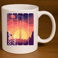 Occupy Mars Elon Musk Spacex Space Landscape Astronaut Planets Stars 11oz C Handle Ceramic Mug