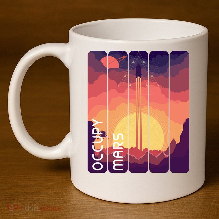 Occupy Mars Elon Musk Spacex Space Landscape Astronaut Planets Stars 11oz C Handle Ceramic Mug