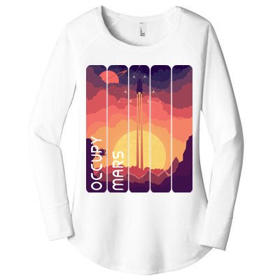 Occupy Mars Elon Musk Spacex Space Landscape Astronaut Planets Stars Women's Perfect Tri Tunic Long Sleeve Shirt