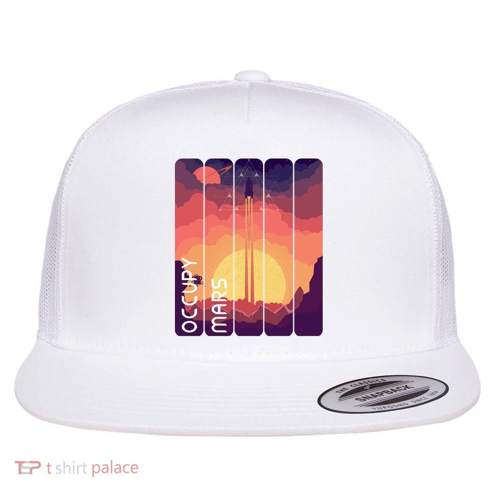 Occupy Mars Elon Musk Spacex Space Landscape Astronaut Planets Stars Flatbill Hat