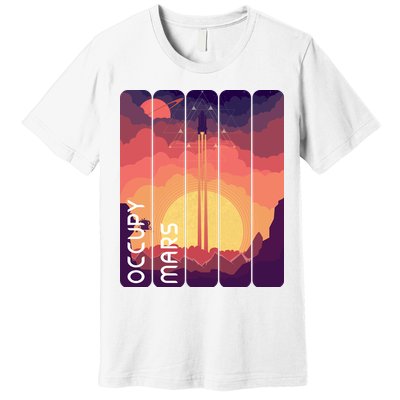 Occupy Mars Elon Musk Spacex Space Landscape Astronaut Planets Stars Premium T-Shirt