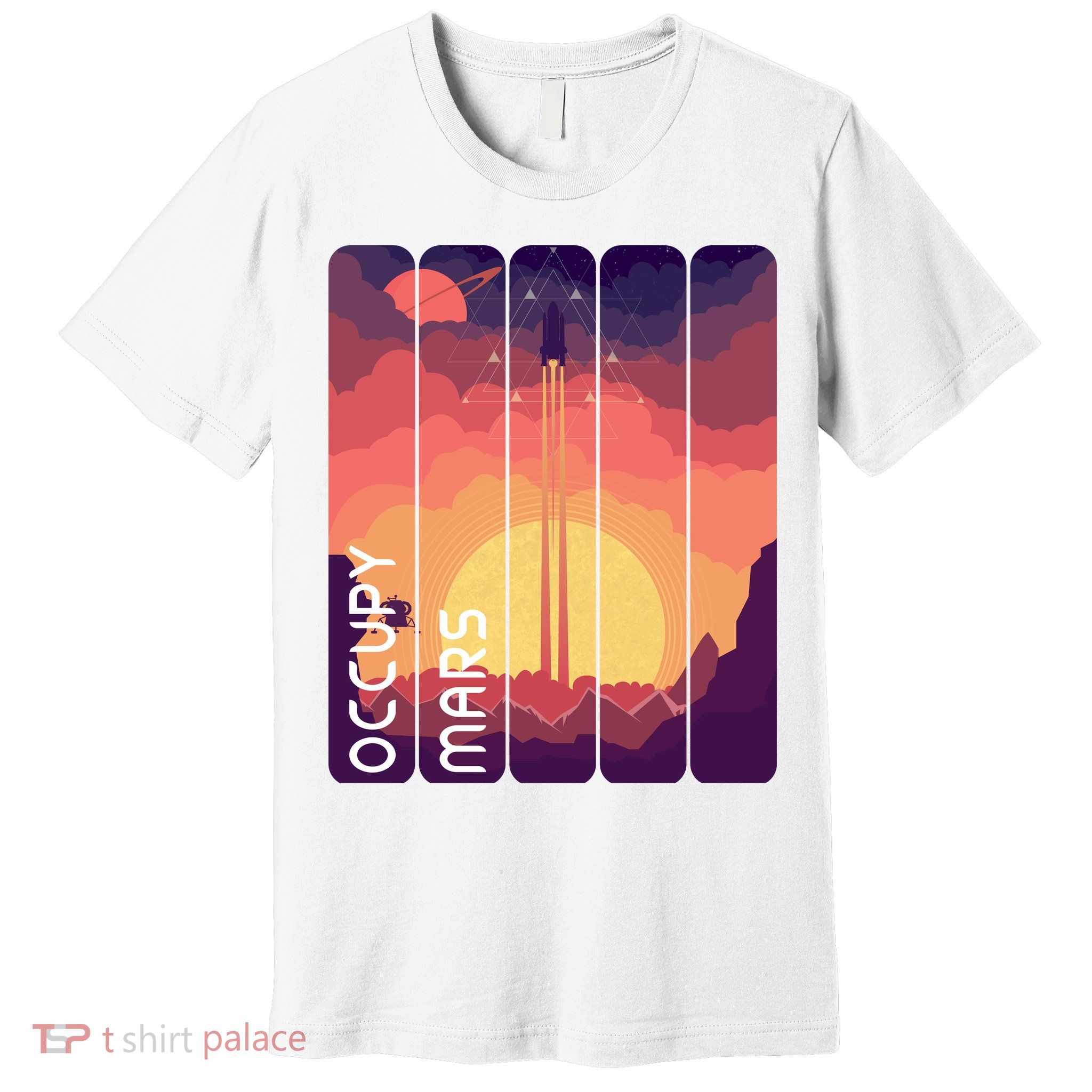 Occupy Mars Elon Musk Spacex Space Landscape Astronaut Planets Stars Premium T-Shirt