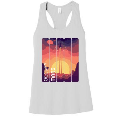 Occupy Mars Elon Musk Spacex Space Landscape Astronaut Planets Stars Women's Racerback Tank