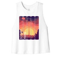 Occupy Mars Elon Musk Spacex Space Landscape Astronaut Planets Stars Women's Racerback Cropped Tank