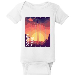 Occupy Mars Elon Musk Spacex Space Landscape Astronaut Planets Stars Baby Bodysuit