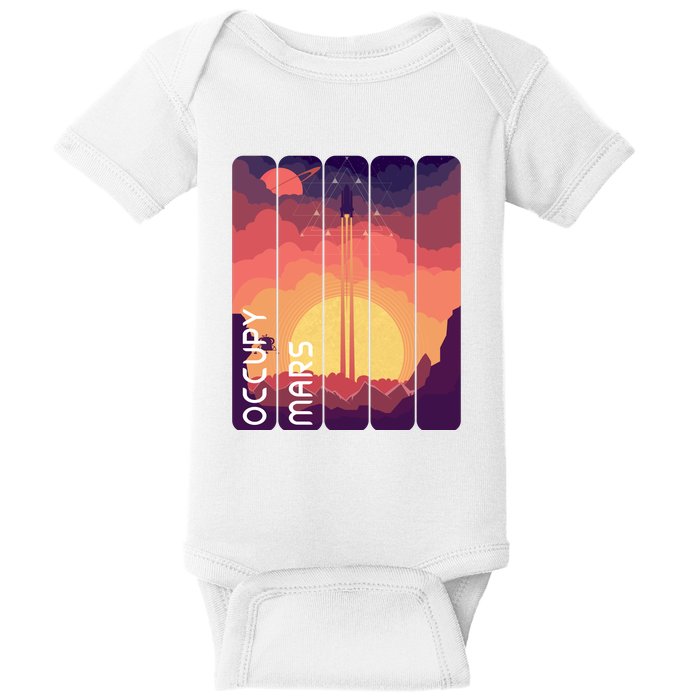 Occupy Mars Elon Musk Spacex Space Landscape Astronaut Planets Stars Baby Bodysuit