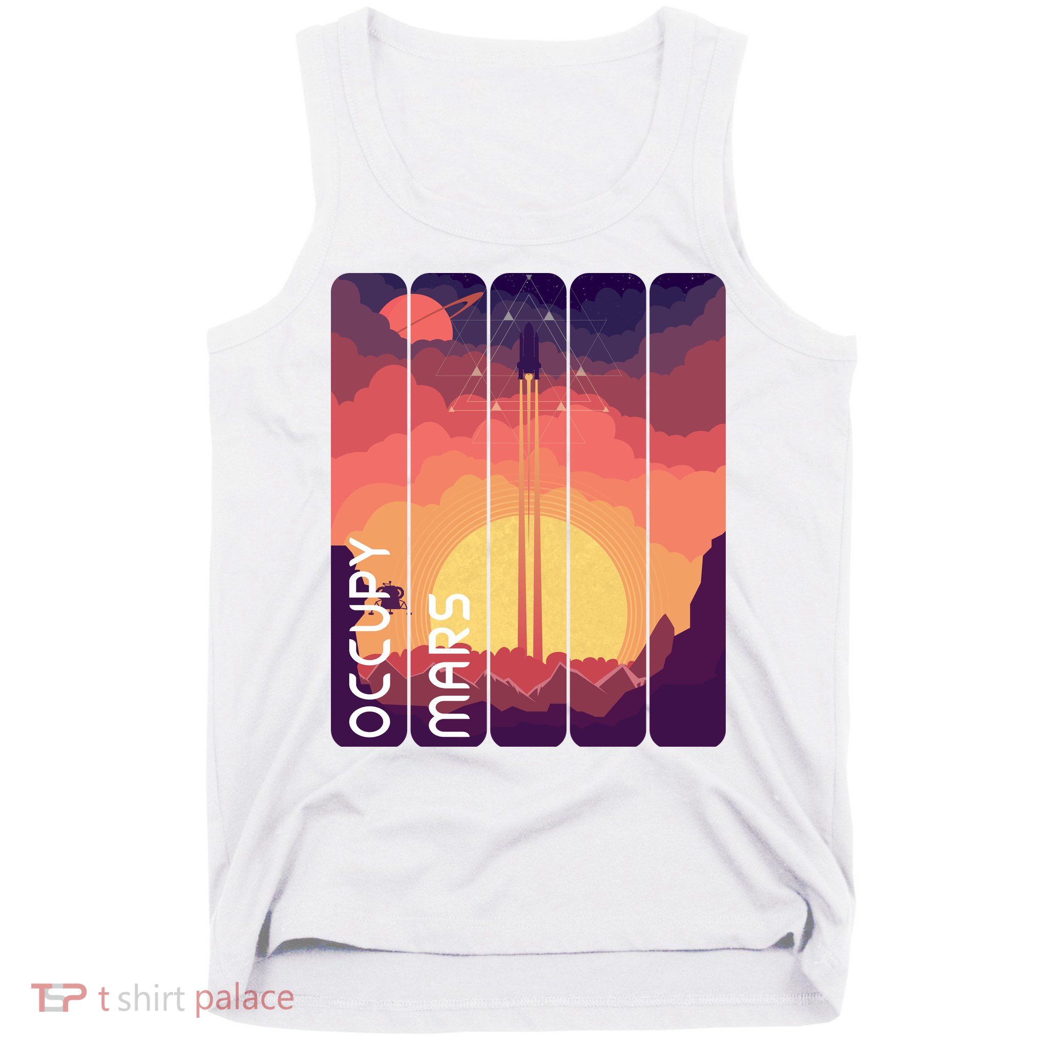 Occupy Mars Elon Musk Spacex Space Landscape Astronaut Planets Stars Tank Top