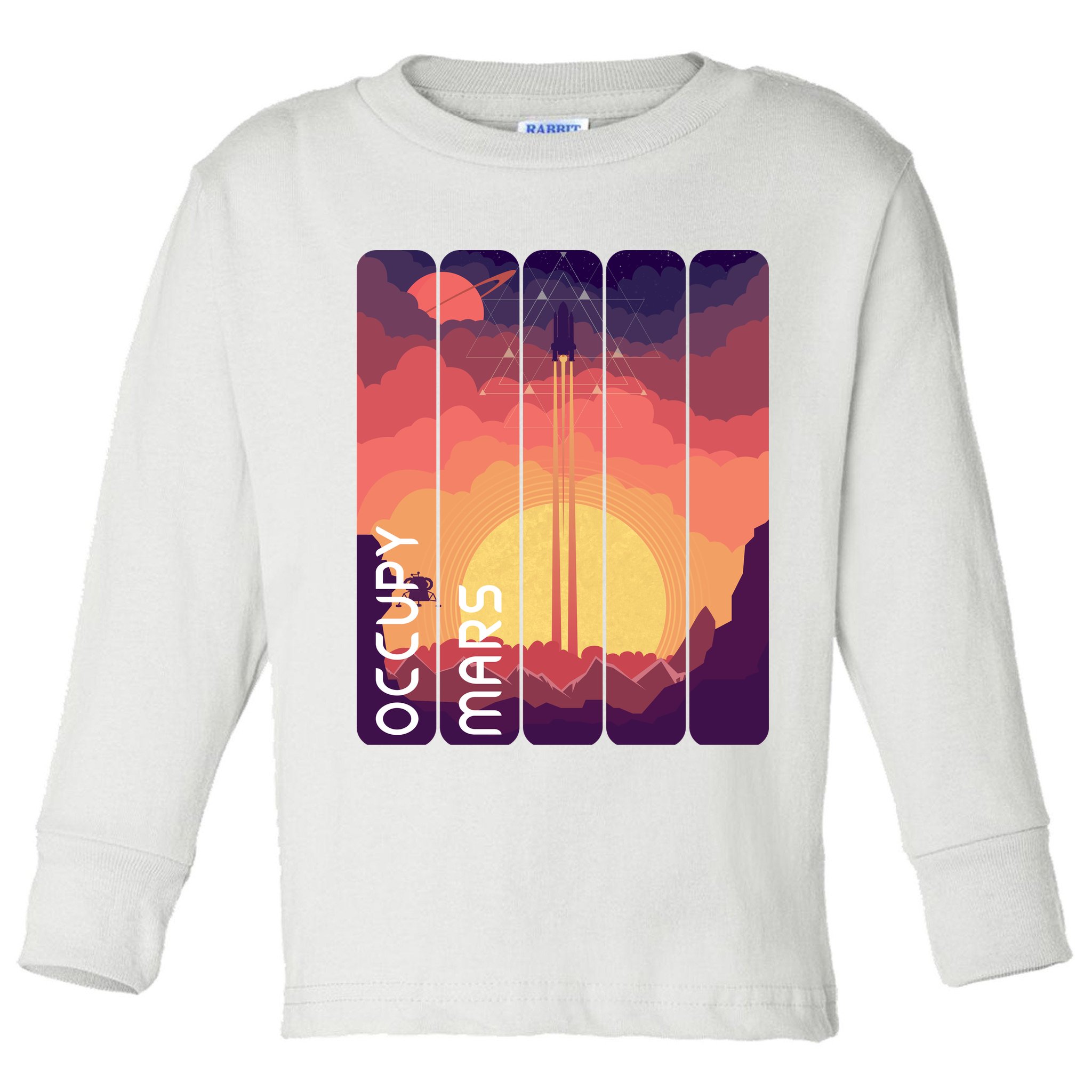Occupy Mars Elon Musk Spacex Space Landscape Astronaut Planets Stars Toddler Long Sleeve Shirt