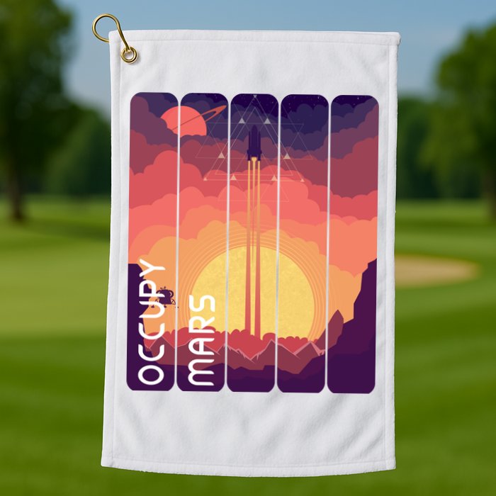 Occupy Mars Elon Musk Spacex Space Landscape Astronaut Planets Stars Golf Towel