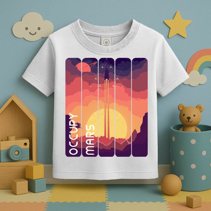 Occupy Mars Elon Musk Spacex Space Landscape Astronaut Planets Stars Toddler T-Shirt