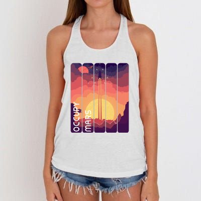 Occupy Mars Elon Musk Spacex Space Landscape Astronaut Planets Stars Women's Knotted Racerback Tank