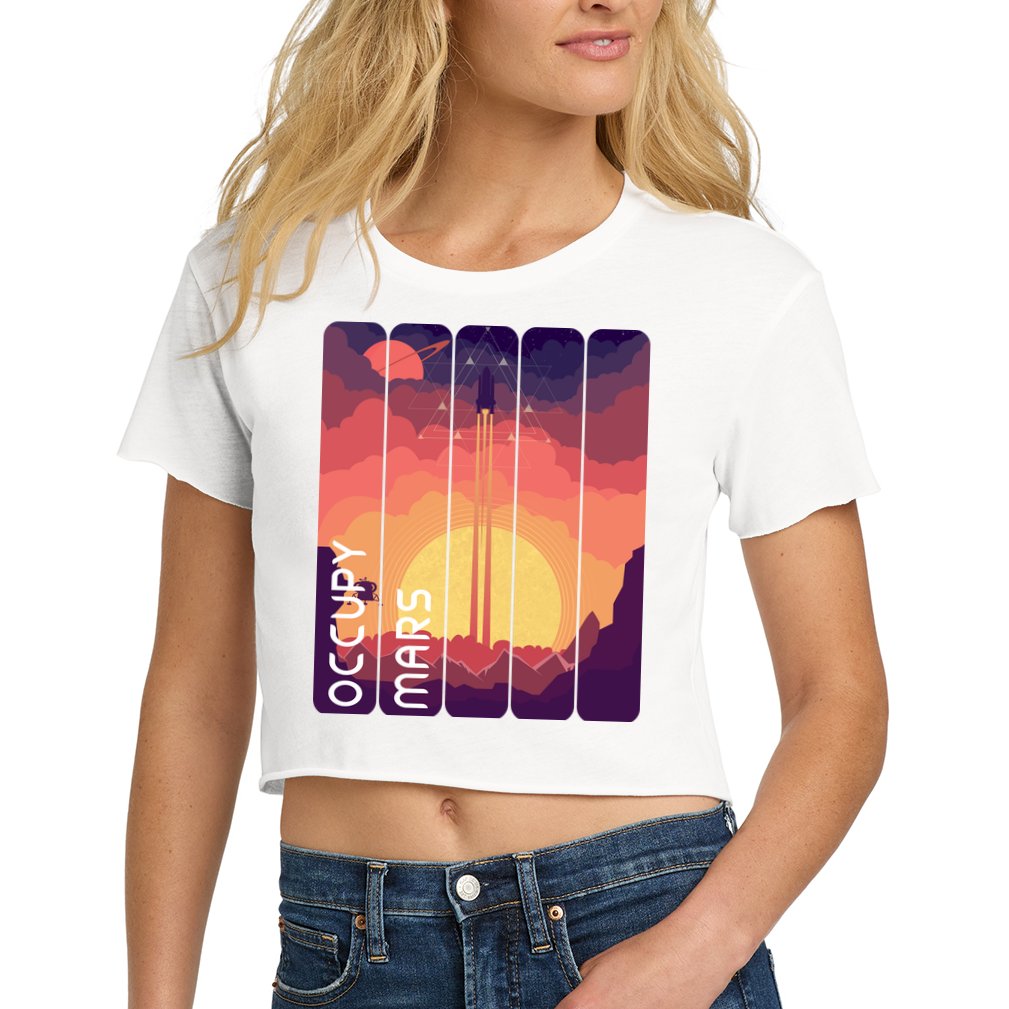 Occupy Mars Elon Musk Spacex Space Landscape Astronaut Planets Stars Crop Top
