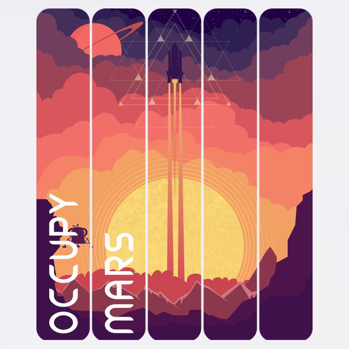 Occupy Mars Elon Musk Spacex Space Landscape Astronaut Planets Stars Cropped Pullover Crew