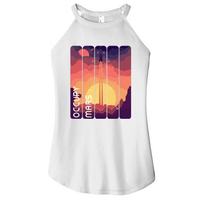 Occupy Mars Elon Musk Spacex Space Landscape Astronaut Planets Stars Women’s Perfect Tri Rocker Tank