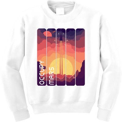 Occupy Mars Elon Musk Spacex Space Landscape Astronaut Planets Stars Kids Sweatshirt