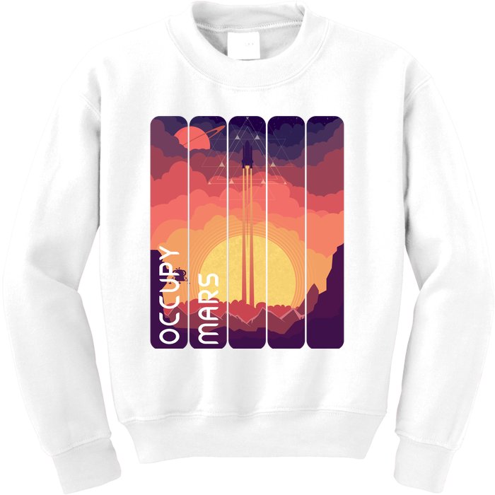 Occupy Mars Elon Musk Spacex Space Landscape Astronaut Planets Stars Kids Sweatshirt