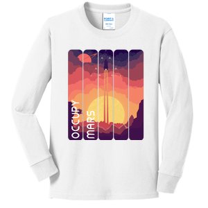 Occupy Mars Elon Musk Spacex Space Landscape Astronaut Planets Stars Kids Long Sleeve Shirt