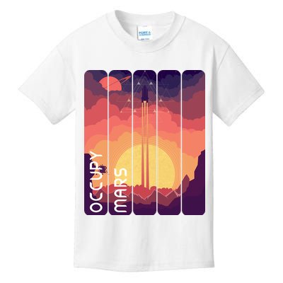 Occupy Mars Elon Musk Spacex Space Landscape Astronaut Planets Stars Kids T-Shirt