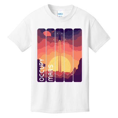 Occupy Mars Elon Musk Spacex Space Landscape Astronaut Planets Stars Kids T-Shirt