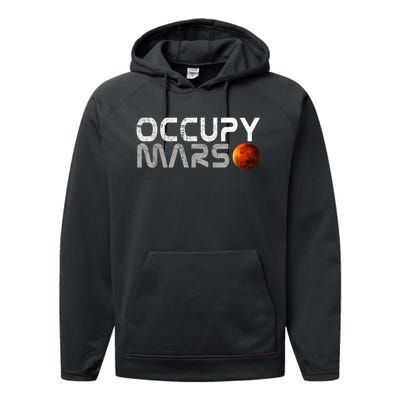 Occupy Mars Elon Musk SpaceX Project Gift Ideas Occupy Mars Trending Performance Fleece Hoodie