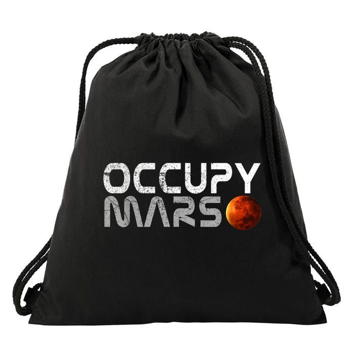 Occupy Mars Elon Musk SpaceX Project Gift Ideas Occupy Mars Trending Drawstring Bag