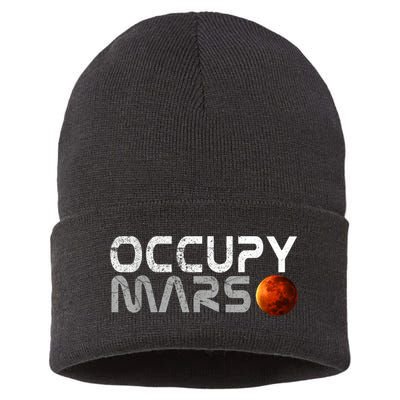 Occupy Mars Elon Musk SpaceX Project Gift Ideas Occupy Mars Trending Sustainable Knit Beanie