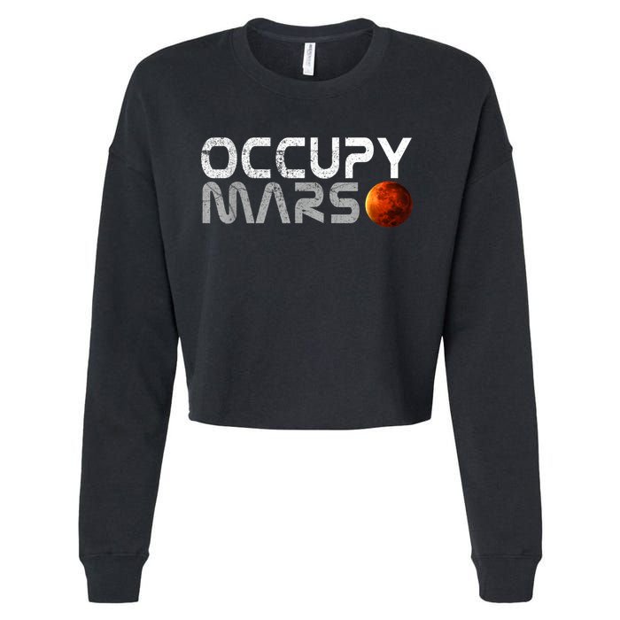 Occupy Mars Elon Musk SpaceX Project Gift Ideas Occupy Mars Trending Cropped Pullover Crew