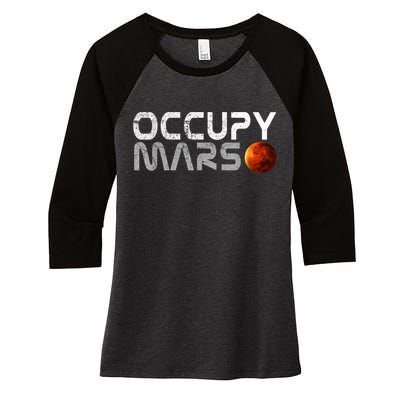 Occupy Mars Elon Musk SpaceX Project Gift Ideas Occupy Mars Trending Women's Tri-Blend 3/4-Sleeve Raglan Shirt