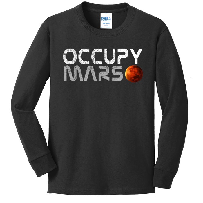 Occupy Mars Elon Musk SpaceX Project Gift Ideas Occupy Mars Trending Kids Long Sleeve Shirt