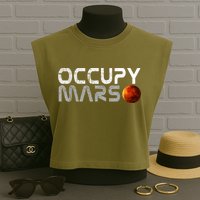 Occupy Mars Elon Musk SpaceX Project Gift Ideas Occupy Mars Trending Garment-Dyed Women's Muscle Tee