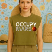 Occupy Mars Elon Musk SpaceX Project Gift Ideas Occupy Mars Trending Garment-Dyed Women's Muscle Tee