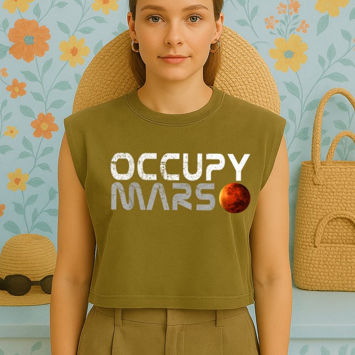 Occupy Mars Elon Musk SpaceX Project Gift Ideas Occupy Mars Trending Garment-Dyed Women's Muscle Tee