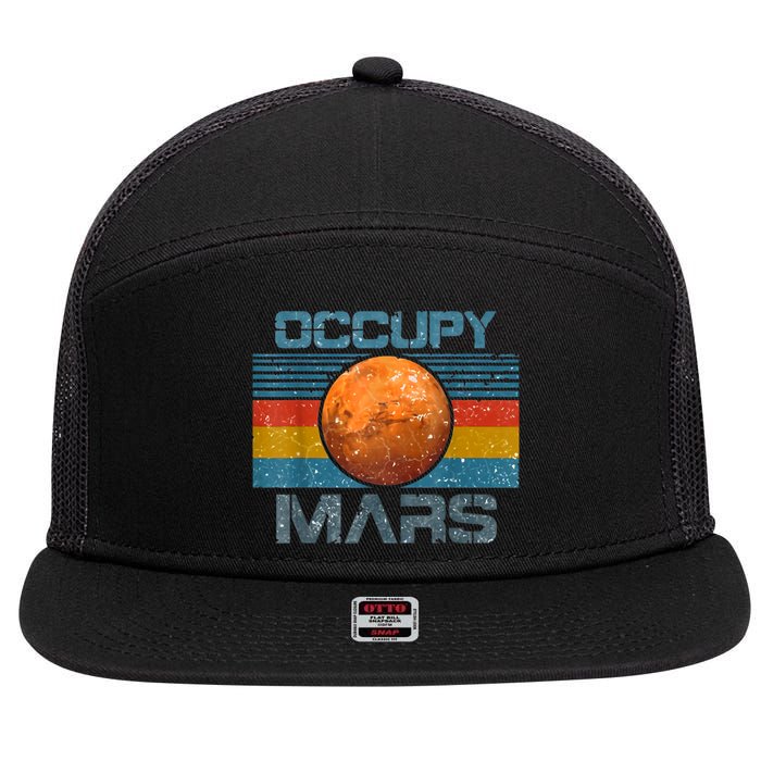 Occupy Mars Elon Musk SpaceX Project Gift Ideas Occupy Mars Trending 7 Panel Mesh Trucker Snapback Hat