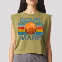 Occupy Mars Elon Musk SpaceX Project Gift Ideas Occupy Mars Trending Garment-Dyed Women's Muscle Tee