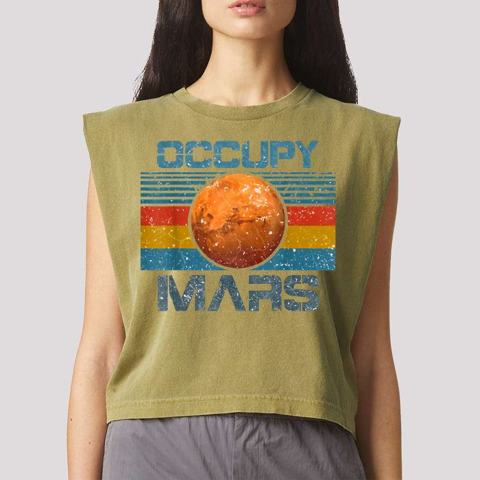 Occupy Mars Elon Musk SpaceX Project Gift Ideas Occupy Mars Trending Garment-Dyed Women's Muscle Tee