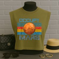 Occupy Mars Elon Musk SpaceX Project Gift Ideas Occupy Mars Trending Garment-Dyed Women's Muscle Tee