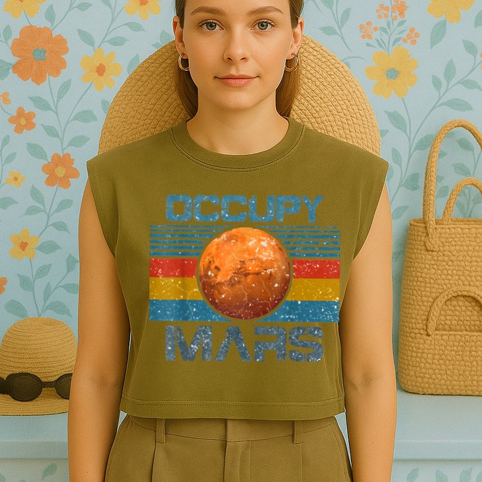 Occupy Mars Elon Musk SpaceX Project Gift Ideas Occupy Mars Trending Garment-Dyed Women's Muscle Tee