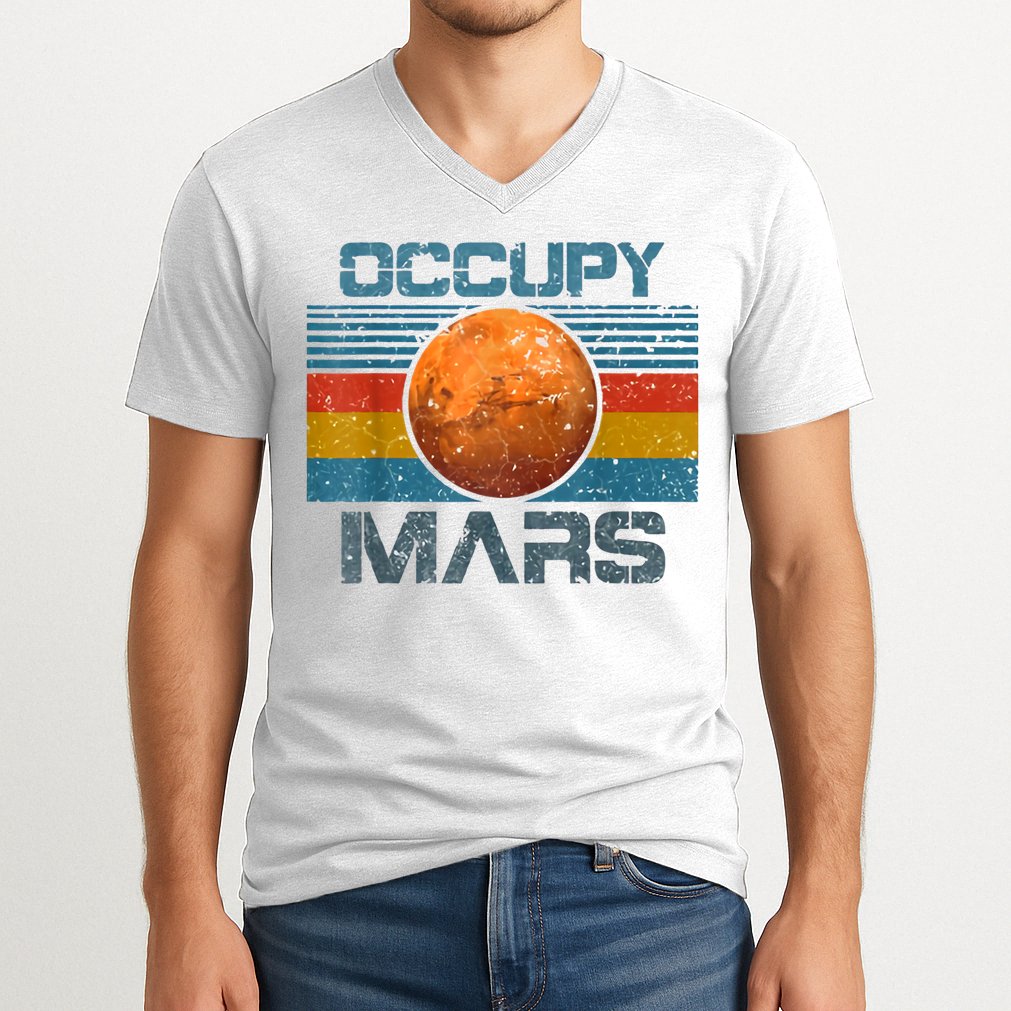 Occupy Mars Elon Musk SpaceX Project Gift Ideas Occupy Mars Trending V-Neck T-Shirt