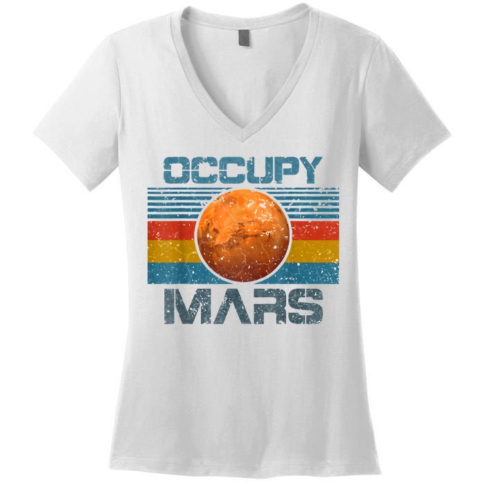 Occupy Mars Elon Musk SpaceX Project Gift Ideas Occupy Mars Trending Women's V-Neck T-Shirt