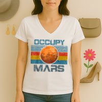 Occupy Mars Elon Musk SpaceX Project Gift Ideas Occupy Mars Trending Women's V-Neck T-Shirt