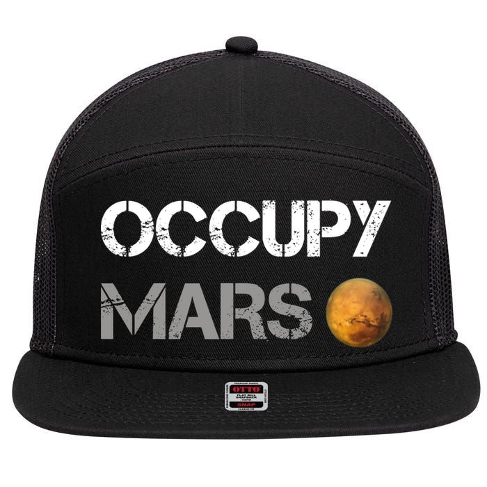 Occupy Mars Elon Musk SpaceX Project Gift Ideas Occupy Mars Trending 7 Panel Mesh Trucker Snapback Hat