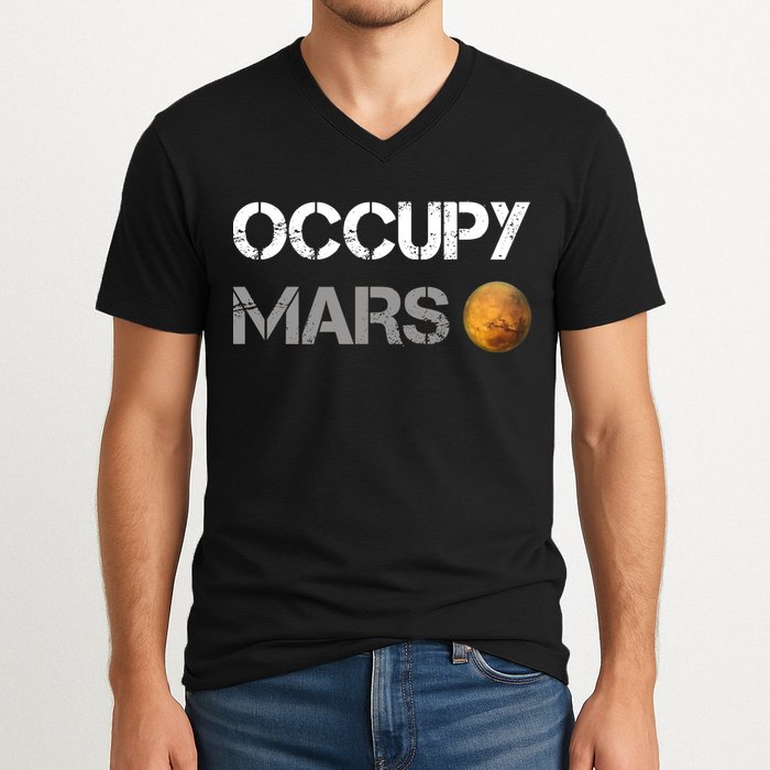 Occupy Mars Elon Musk SpaceX Project Gift Ideas Occupy Mars Trending V-Neck T-Shirt