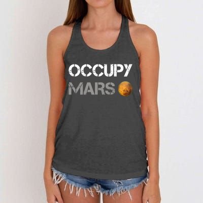 Occupy Mars Elon Musk SpaceX Project Gift Ideas Occupy Mars Trending Women's Knotted Racerback Tank