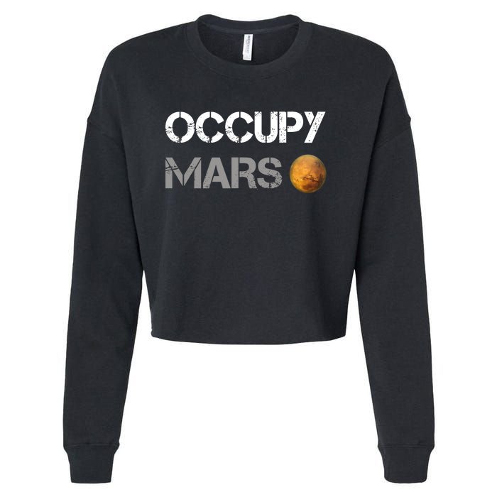 Occupy Mars Elon Musk SpaceX Project Gift Ideas Occupy Mars Trending Cropped Pullover Crew