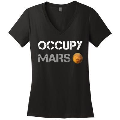 Occupy Mars Elon Musk SpaceX Project Gift Ideas Occupy Mars Trending Women's V-Neck T-Shirt